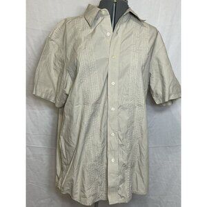 Men's Gap Guayabera Tan Large Cuban Beach Wedding Casual Short Sleeve Shirt